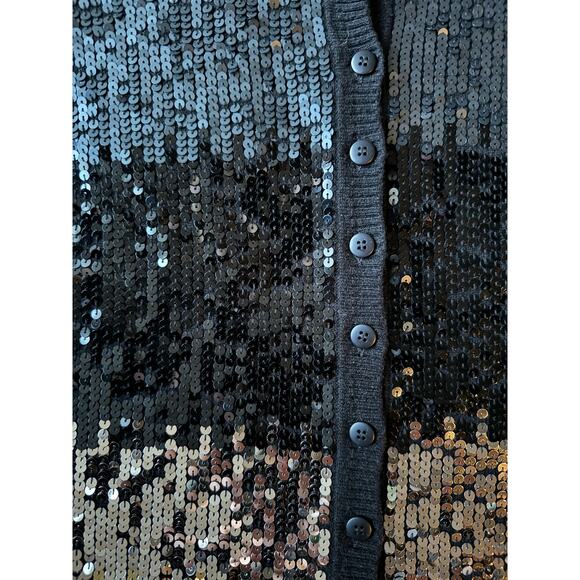 C by Bloomingdales cashmere mix sequenced cardigan black gold silver size small - Picture 11 of 15